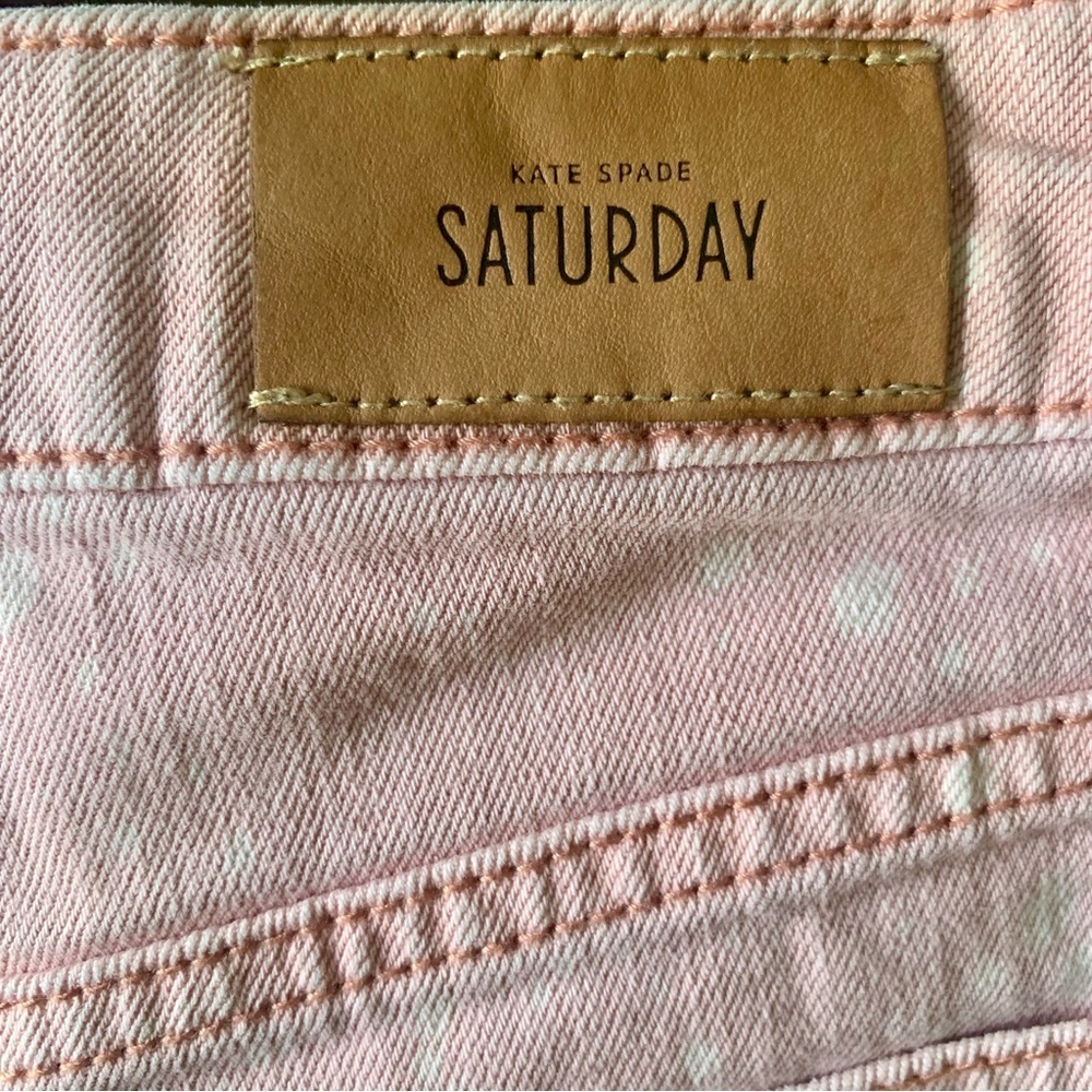 Kate Spade pink/white splatter print Saturday shortie Jean shorts size 8 - Picture 4 of 5